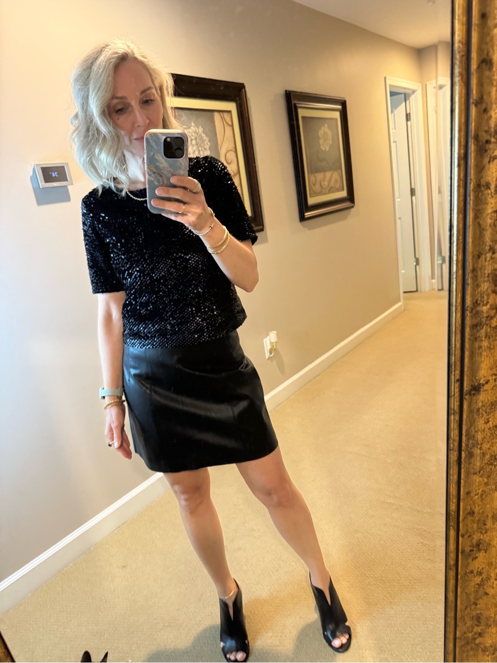 New Astr Black Faux Leather Mini Skirt